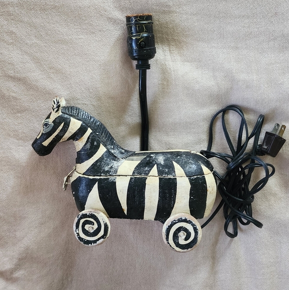 Vintage Other - Vintage Zebra Pull Toy Turned Lamp